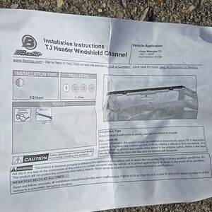 Bestop TJ Header Windshield Channel